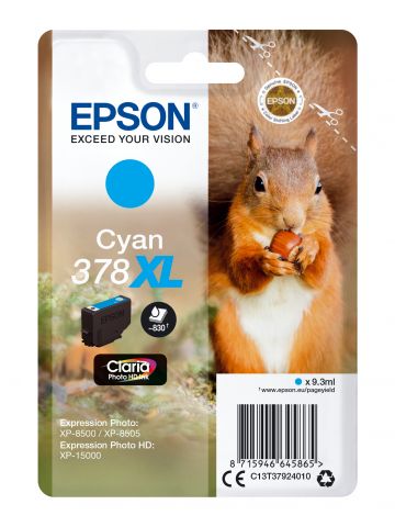 Epson C13T37924010/378XL Ink cartridge cyan high-capacity, 830 pages 9,3ml for Epson XP 15000/8000