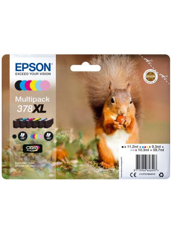 Epson C13T37984010/378XL Ink cartridge multi pack Bk,C,M,Y,LC,LM high-capacity 11,2ml 3x9,3ml 2x10,3ml Pack=6 for Epson XP 8000