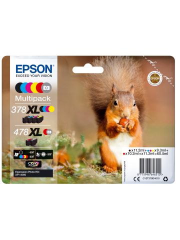 Epson C13T379D4010/378XL/478XL Ink cartridge multi pack high-capacity Bk,C,M,Y,R,GY 11,2ml +3x9,3ml + 10,2ml + 11,2ml Pack=6 for Epson XP 15000