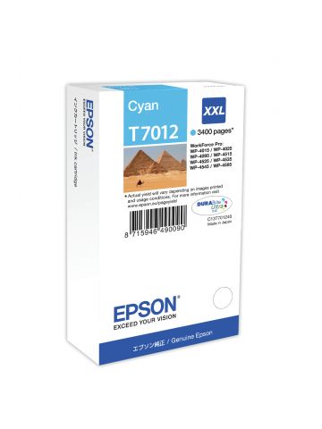 Epson C13T70124010/T7012 Ink cartridge cyan XXL, 3.4K pages ISO/IEC 24711 34.2ml for Epson WP 4015