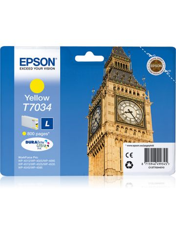 Epson C13T70344010/T7034 Ink cartridge yellow, 800 pages ISO/IEC 24711 10ml for Epson WP 4015/4025