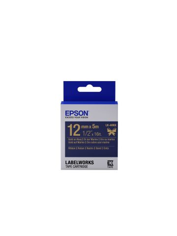 Epson C53S654002/LK-4HKK Ribbon gold on Navy blue 12mm x 5m for Epson LabelWorks LW-C 410/4-36mm/6-12mm/6-18mm/6-24mm