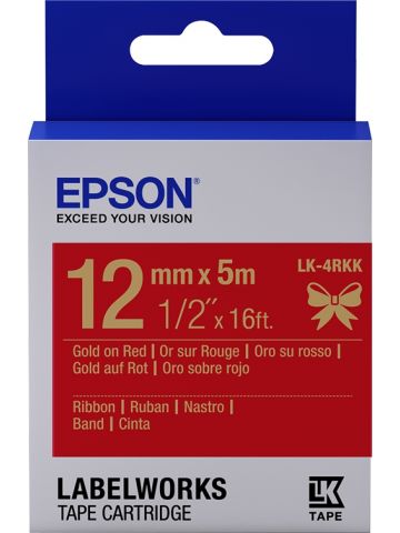 Epson C53S654033/LK-4RKK DirectLabel-etikettes gold on red 12mm x 5m for Epson LabelWorks LW-C 410/4-36mm/6-12mm/6-18mm/6-24mm