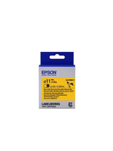 Epson C53S656904/LK-6YBA11 Heat Shrink Tubes black on yellow 11mm x 2,5m for Epson LabelWorks 4-18mm/36mm/6-12mm/6-18mm/6-24mm