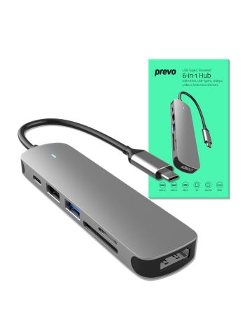 PREVO C605A notebook dock/port replicator Wired USB 3.2 Gen 1 (3.1 Gen 1) Type-C Silver