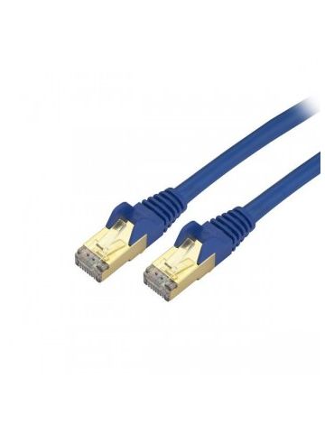 StarTech.com 1 ft CAT6a Ethernet Cable - 10 Gigabit Shielded Snagless RJ45 100W PoE Patch Cord - 10GbE STP Category 6a Network Cable w/Strain Relief - Blue Fluke Tested UL/TIA Certified