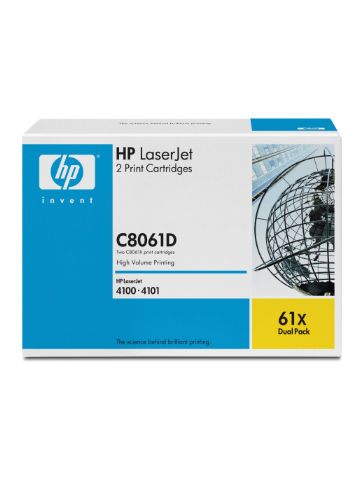 HP C8061D/61X Toner cartridge black twin pack, 2x10K pages ISO/IEC 19752 Pack=2 for HP LaserJet 4100