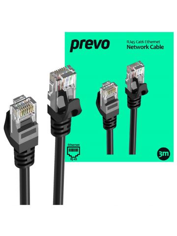 PREVO CAT6-BLK-3M networking cable Black