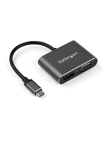 StarTech.com USB C Multiport Video Adapter - USB-C to 4K 60Hz DisplayPort 1.2 or 1080p VGA Monitor Adapter - USB Type-C 2-in-1 DP (HBR2 HDR)/VGA Display Converter- Thunderbolt 3 Compatible