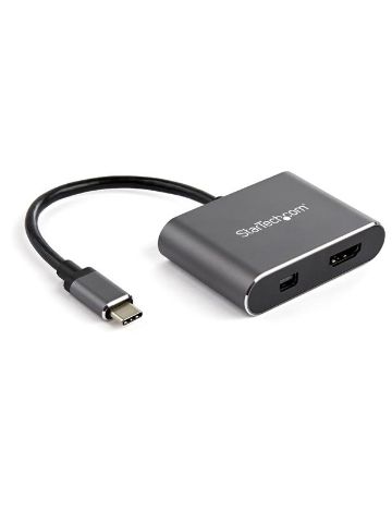 StarTech.com USB C Multiport Video Adapter - 4K 60Hz USB-C to HDMI 2.0 or Mini DisplayPort 1.2 Monitor Adapter - USB Type-C 2-in-1 Display Converter HDMI/MDP HBR2 HDR - TB3 Compatible