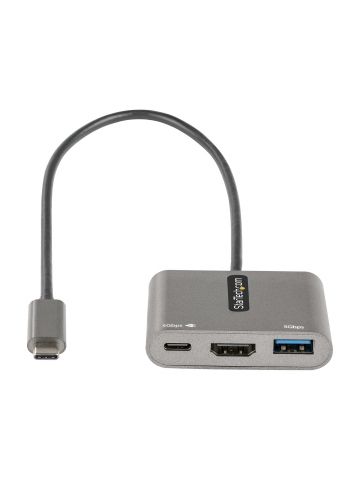 StarTech.com USB C Multiport Adapter, USB-C to HDMI 4K Video, 100W PD Pass-Through, USB 3.0 Hub 5Gbps (1xType-C/1xA), USB-C Mini Dock, USB-C Travel Dock, Portable Laptop Docking Station