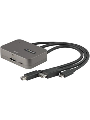 StarTech.com 3-in-1 Multiport to HDMI Adapter - 4K 60Hz USB-C, HDMI or Mini DisplayPort to HDMI Converter for Conference Room - Digital AV Video Adapter to Connect HDMI Monitor/Display