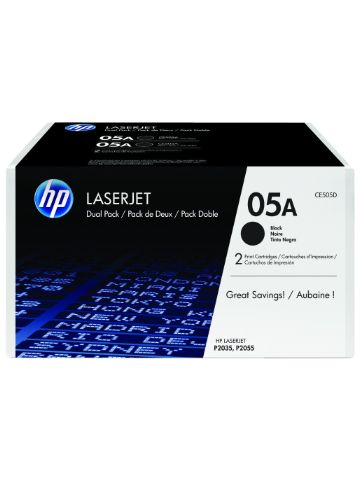 HP CE505D/05A Toner cartridge black twin pack, 2x2.3K pages ISO/IEC 19752 Pack=2 for HP LaserJet P 2