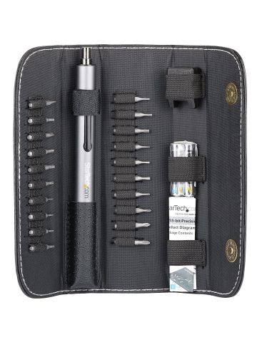 StarTech.com 20-Bit Electric Precision Screwdriver Set - Portable/Mini Battery Powered Bit Driver Kit for Electronic, Laptop, Computer, Tablet & Phone Repairs - Magnetic - Cordless