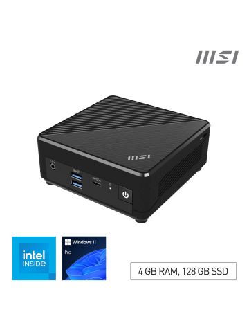 MSI Cubi N ADL Intel N200 Desktop PC, NUC, SFF, Mini Computer, HTPC, (4GB RAM, 128GB SSD, Windows 11 PRO), UHD Graphics/Type C/HDMI/DisplayPort/Dual LAN/WiFi 5/BT 5.1/VESA