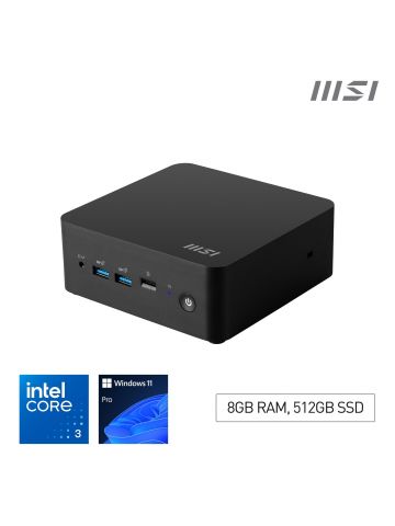 MSI Cubi NUC 1M Intel Core 3 100U Desktop PC, NUC, SFF, Mini Computer, HTPC, (8GB RAM, 512GB Storage, Windows 11 PRO), UHD Graphics/DDR5/Dual ThunderBolt 4/Dual HDMI/Dual LAN/WiFi 6E/BT 5.3/VESA