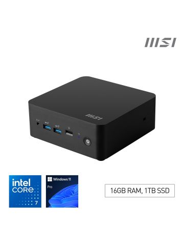 MSI Cubi NUC 1M Intel Core 7 150U Desktop PC, NUC, SFF, Mini Computer, HTPC, (16GB RAM, 1TB Storage, Windows 11 PRO), IRIS XE Graphics/DDR5/Dual ThunderBolt 4/Dual HDMI/Dual LAN/WiFi 6E/BT 5.3/VESA