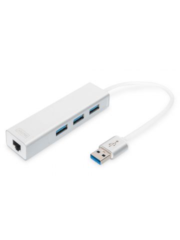 Digitus USB 3.0 3-Port Hub & Gigabit LAN Adapter