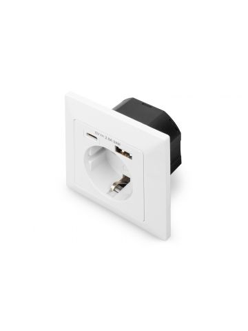 Digitus Safety Plug for Flush Mounting with 1 x USB Type-C™, 1 x USB A