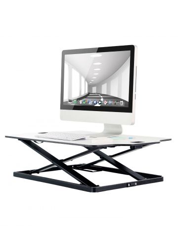 ProperAV Slim Profile Sit Stand Up Desktop Workstation with 12 Height Settings