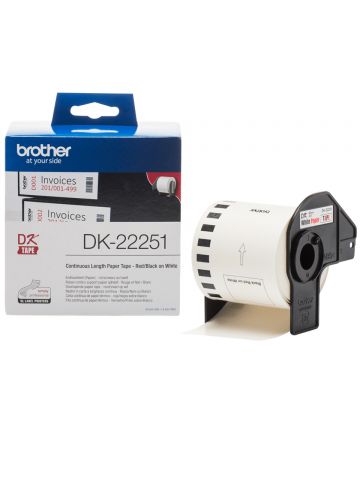 Brother DK22251 DirectLabel Etikettes red / black on white 62 mm x 15,24 m for Brother P-Touch QL 800