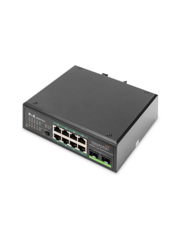 Digitus Industrial 8 Port Gigabit PoE Switch, Unmanaged, 2 Uplinks