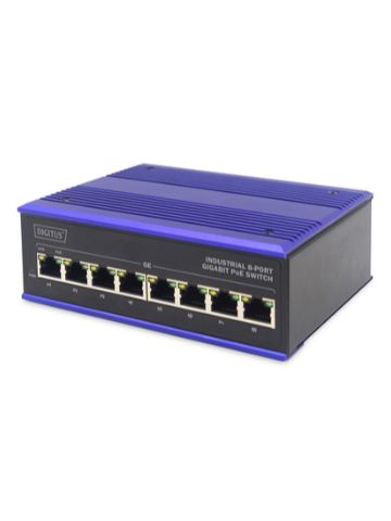 Digitus DN-651121 network switch Unmanaged L2 Gigabit Ethernet (10/100/1000) Black, Blue Power over 