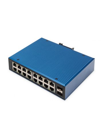 Digitus 16 Port Gigabit Ethernet Network Switch, Industrial, Unmanaged, 2 SFP Uplink