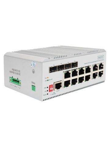 Digitus 8 port Gigabit Ethernet network PoE switch, industrial, L2 managed, 4 SFP uplink