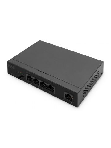 Digitus 4- Port Gigabit PoE Netzwerkswitch, Desktop, unmanaged, 1 Uplink Port RJ45, 60 W, af/at