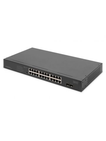 Digitus 24-Port Gigabit Netzwerkswitch, 19 Zoll, unmanaged,2 Uplink Ports, SFP