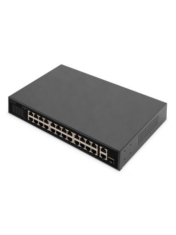 Digitus 24 Port Fast Ethernet PoE Switch , 2 Gigabit Uplinks (RJ45 / SFP)