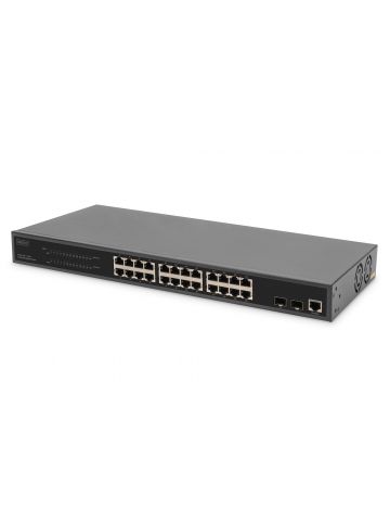 Digitus 24-Port Gigabit PoE Networkswitch,19 Zoll, L2 managed,2 Uplink Ports, SFP, 430 W, af/at