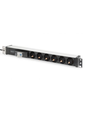 Digitus Aluminum Outlet Strip, 6 safety outlets with circuit breaker