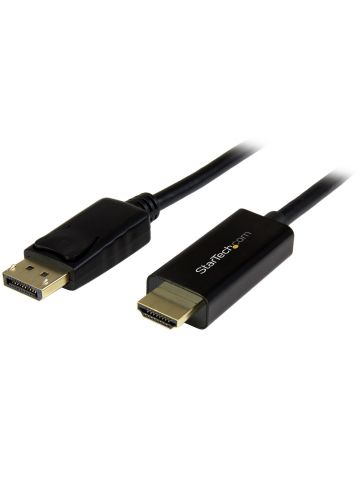StarTech.com 6ft (2m) DisplayPort to HDMI Cable - 4K 30Hz - DisplayPort to HDMI Adapter Cable - DP 1.2 to HDMI Monitor Cable Converter - Latching DP Connector - Passive DP to HDMI Cord