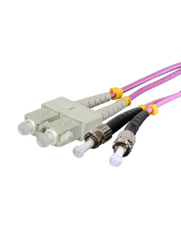 Cablenet 1m OM4 50/125 ST-SC Duplex Erika Violet LSOH Fibre Patch Lead