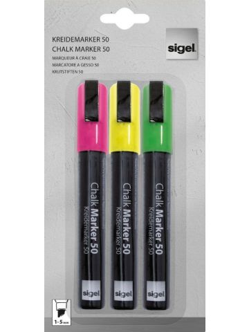 Sigel GL182 marker 3 pc(s) Chisel tip Green, Pink, Yellow