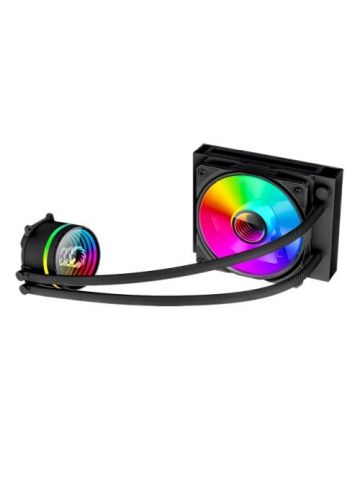 GAMEMAX Iceburg 120mm ARGB Liquid CPU Cooler, 12cm ARGB PWM Fan, Infinity Mirror RGB Rotatable Pump Head, Black