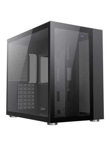 GAMEMAX Infinity Gaming Case w/ Glass Side & Front, ATX, Dual Chamber, No Fans inc., Mesh Panels, USB-C, Black