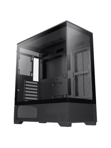 GAMEMAX Vista ATX Gaming Case w/ Glass Side & Front, Mesh Panelling, No Fans inc., ARGB PWM Fan Hub, Black