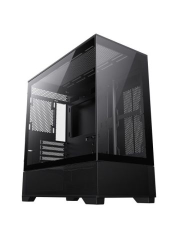 GAMEMAX Vista Micro ATX Gaming Case w/ Glass Side & Front, Mesh Panelling, No Fans inc., ARGB PWM Fan Hub, Black