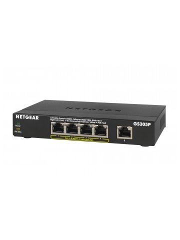 Netgear GS305P Unmanaged Gigabit Ethernet (10/100/1000) Black Power over Ethernet (PoE)