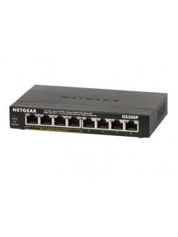Netgear GS308P-100UKS Unmanaged Gigabit Ethernet Black Power over Ethernet (PoE)