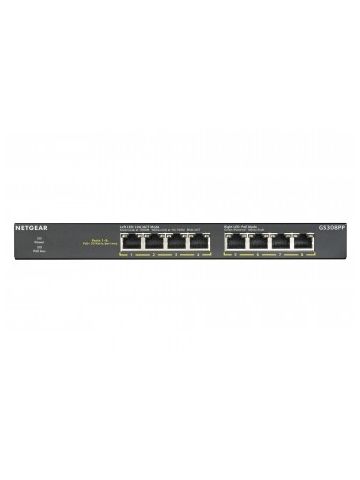 Netgear GS308PP-100EUS Unmanaged Gigabit Ethernet Black Power over Ethernet (PoE)