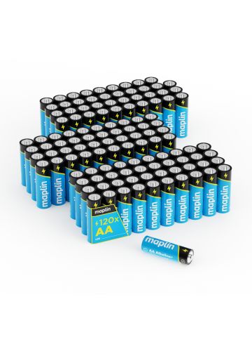 Maplin 120x AA LR6 1.5V Alkaline Batteries 7 Year Shelf Life High Performance