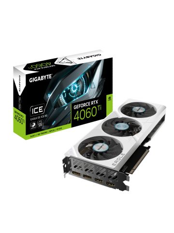 Gigabyte GeForce RTX 4060 Ti EAGLE OC ICE 8G Graphics Card - 8GB GDDR6, 128bit, PCI-E 4.0, 2550MHz Core Clock, 2 x DisplayPort 1.4a, 2 x HDMI 2.1a, NVIDIA DLSS 3, GV-N406TEAGLEOC ICE-8GD