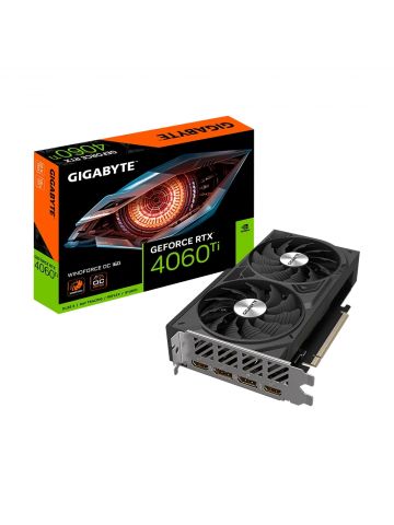 Gigabyte GeForce RTX 4060 Ti WINDFORCE OC 16G Graphics Card - 16GB GDDR6, 128bit, PCI-E 4.0, 2565MHz Core Clock, 2 x DisplayPort 1.4a, 2 x HDMI 2.1a, NVIDIA DLSS 3, GV-N406TWF2OC-16GD