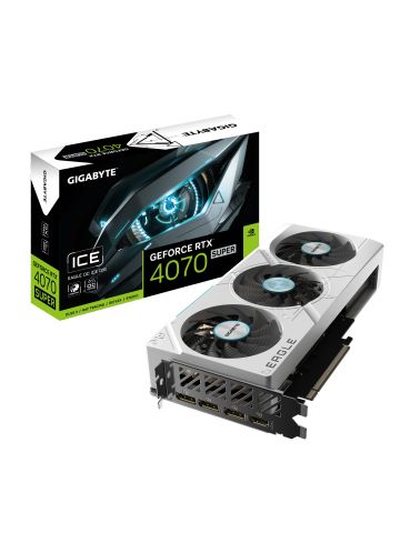 Gigabyte GeForce RTX 4070 SUPER EAGLE OC ICE 12G Graphics Card - 12GB GDDR6X, 192bit, PCI-E 4.0, 2535MHz Core Clock, 3 x DisplayPort 1.4a, 1 x HDMI 2.1a, NVIDIA DLSS 3, GV-N407SEAGLEOC ICE-12GD