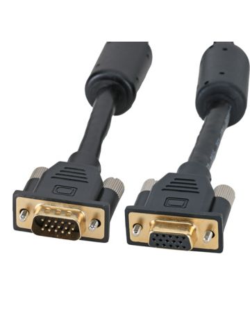 Cablenet 1m SVGA HD15 Male - Female Black PVC Cable with Ferrites