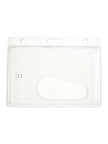 Digital ID Enclosed Rigid Card Holder, Clear with 50mm Thumb Slot, Landscape (Pack of 100)